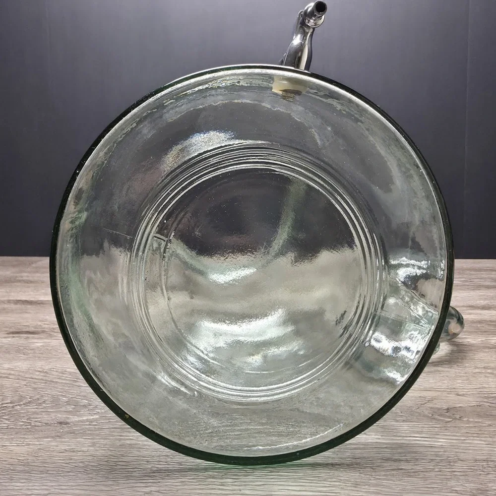 Huge Vintage Beverage Dispenser - Green Glass - 17.5